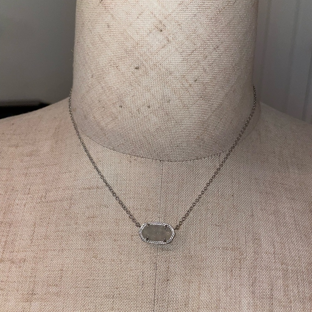 Kendra Scott Elisa Silver Pendant Necklace in Iridescent Drusy